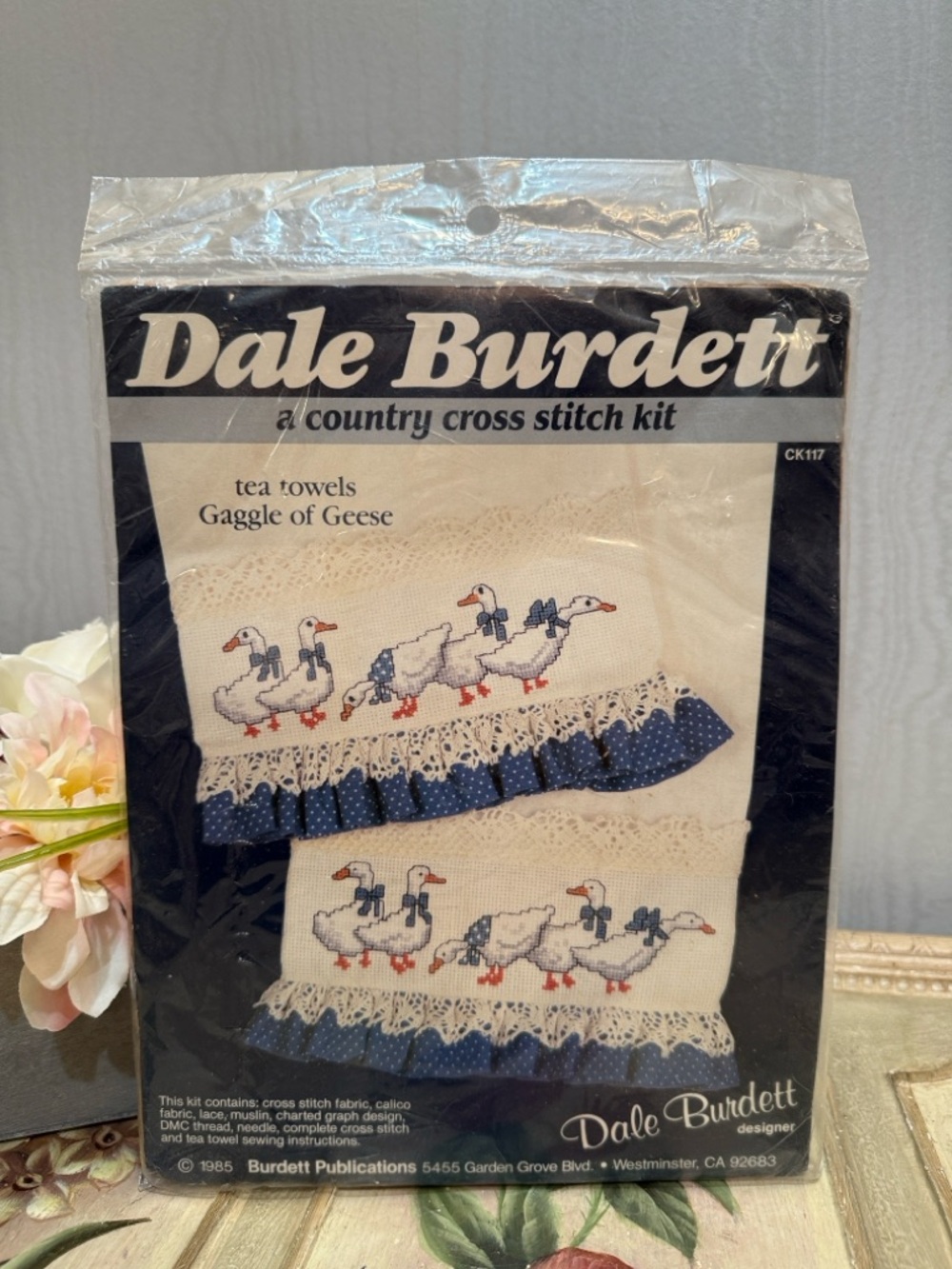 Vintage Dale Burdett Country Cross Stitch Kit CK117 Gaggle of Geese Tea Towels